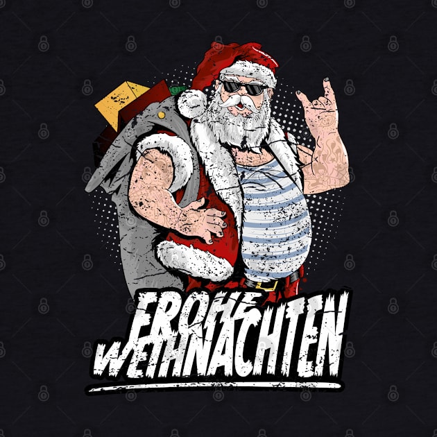 Frohe Weihnachten cool tattooed santa claus with sunglasses by RockabillyM